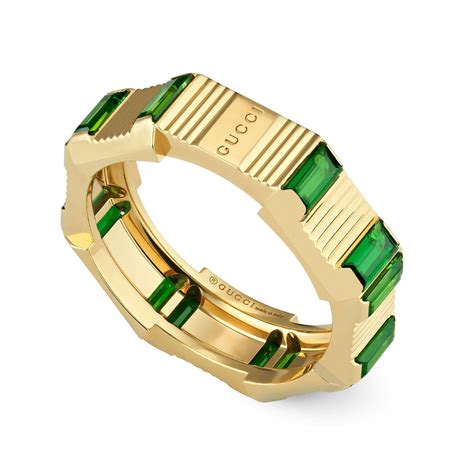 gucci ring green stone|fandf Gucci Link To Love Green Tourmaline Ring in Yellow Gold, .